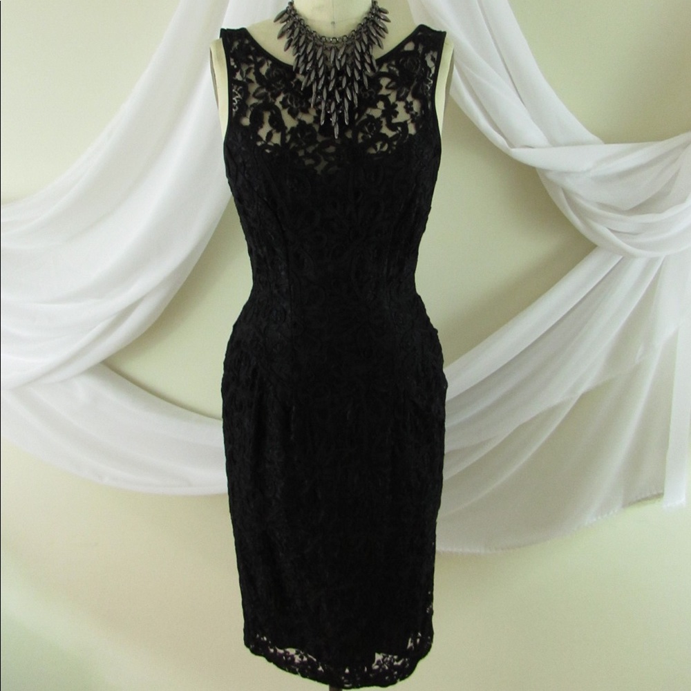 Black Ann Taylor Low cut lace dress